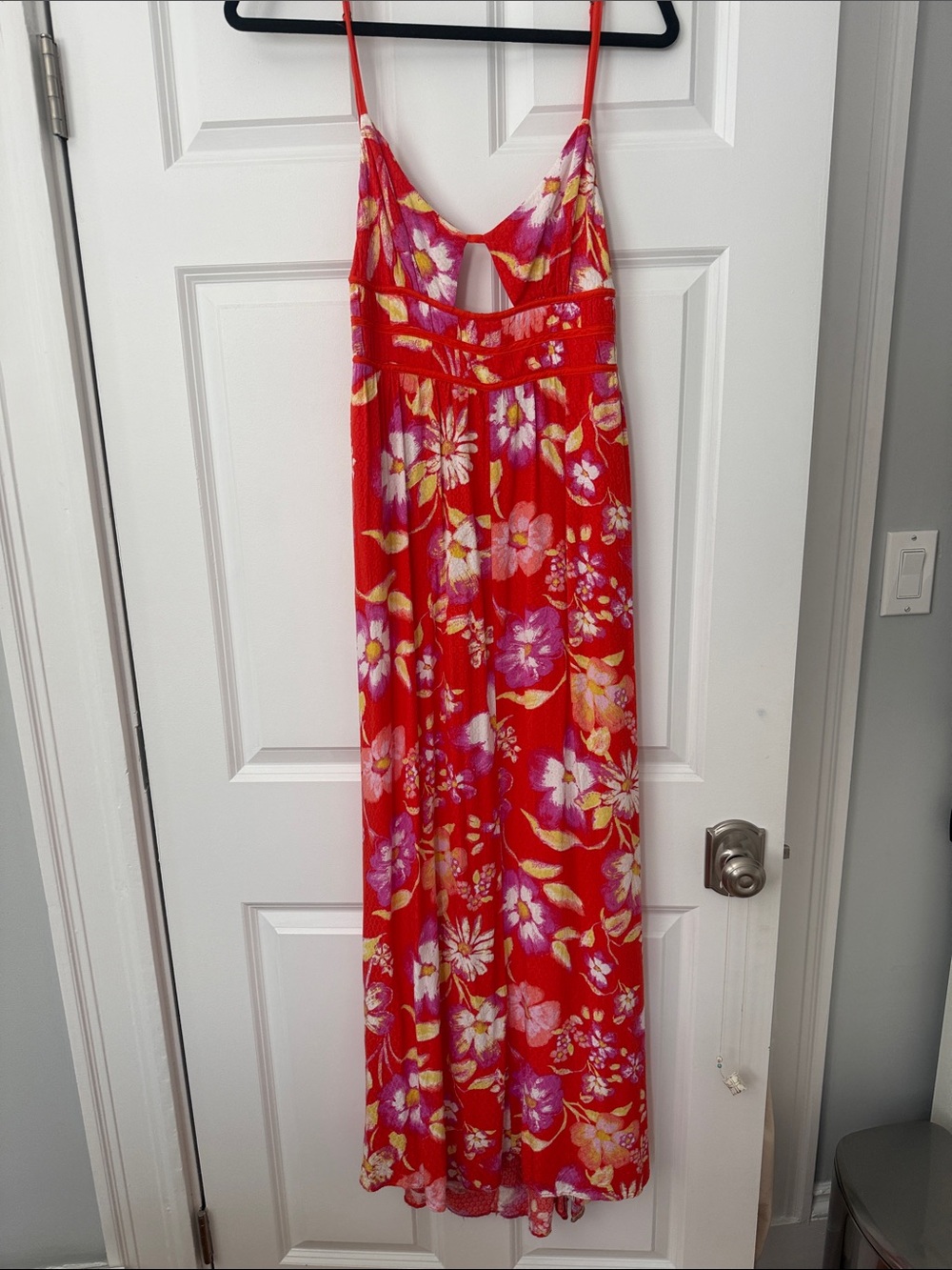 Free People Wisteria Maxi Dress in Pop Combo orange and fuchsia floral